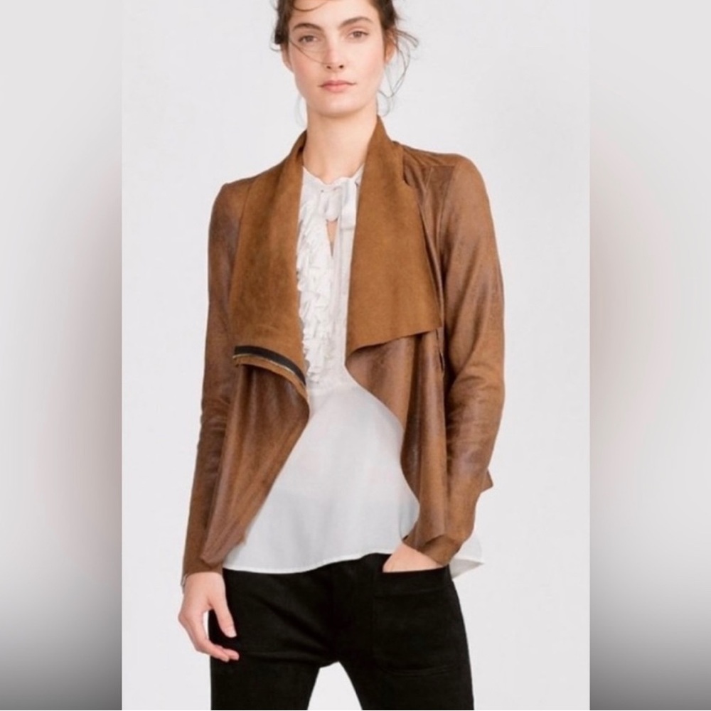Zara Suede Asymmetrical Jackat